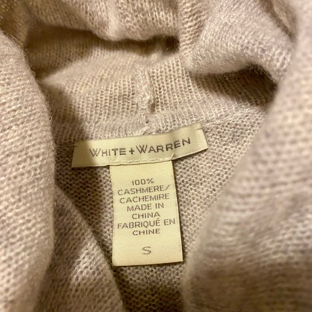White + Warren Light Gray Cowl Neck Cashmere Sweater - Picture 3 of 3